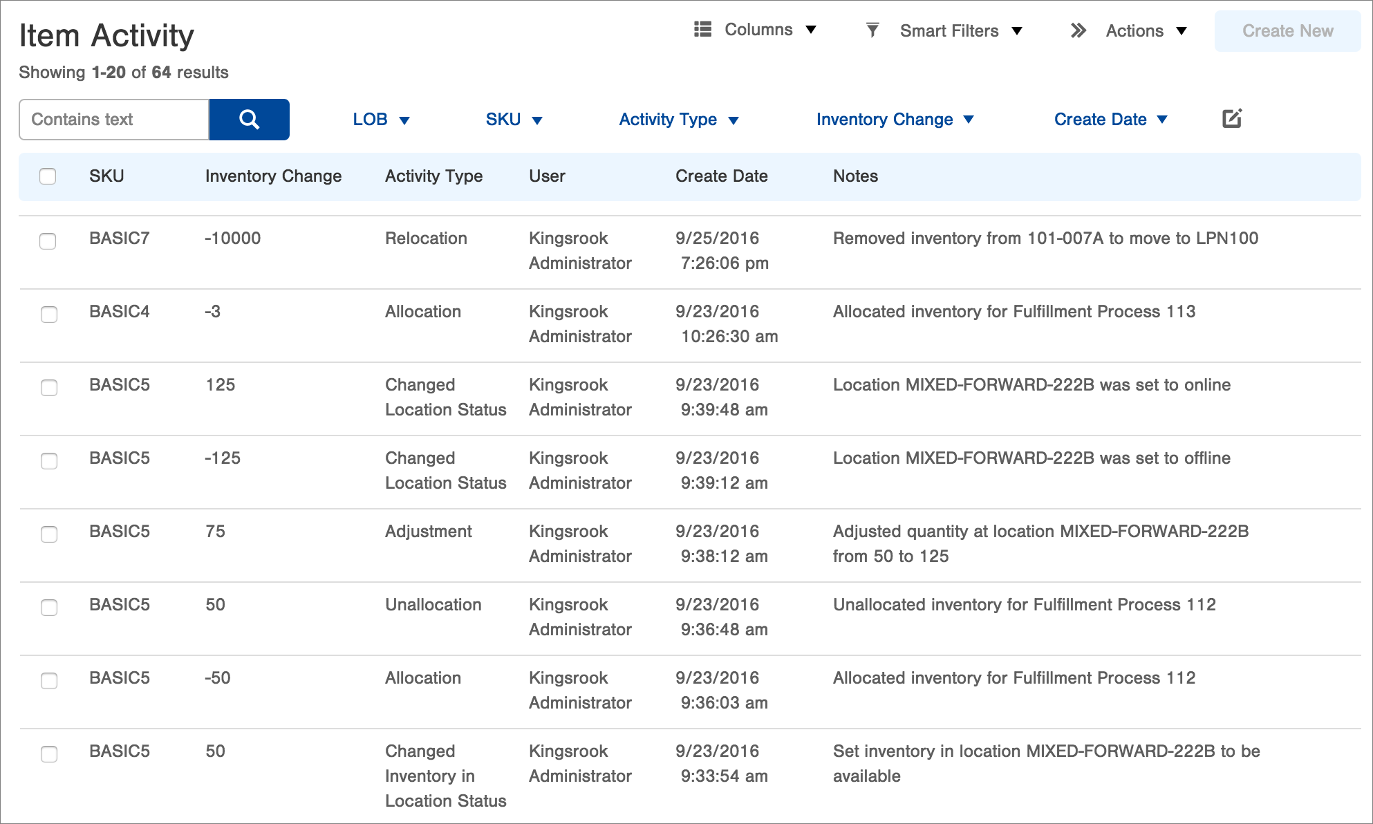 View item activity